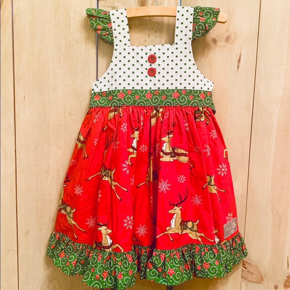 Eleanor Rose Reindeer Christmas Dress Size 4-5